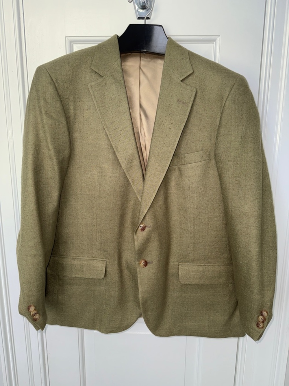 Orvis Blazer Sportcoat Jacket Silk Olive Green Two-Button Mens Size 42R